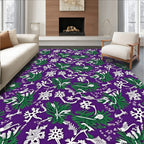 Deep Purple Stylized Floral Swirls Rug