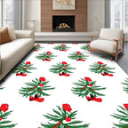 Green Christmas Tree with Red Baubles Rug