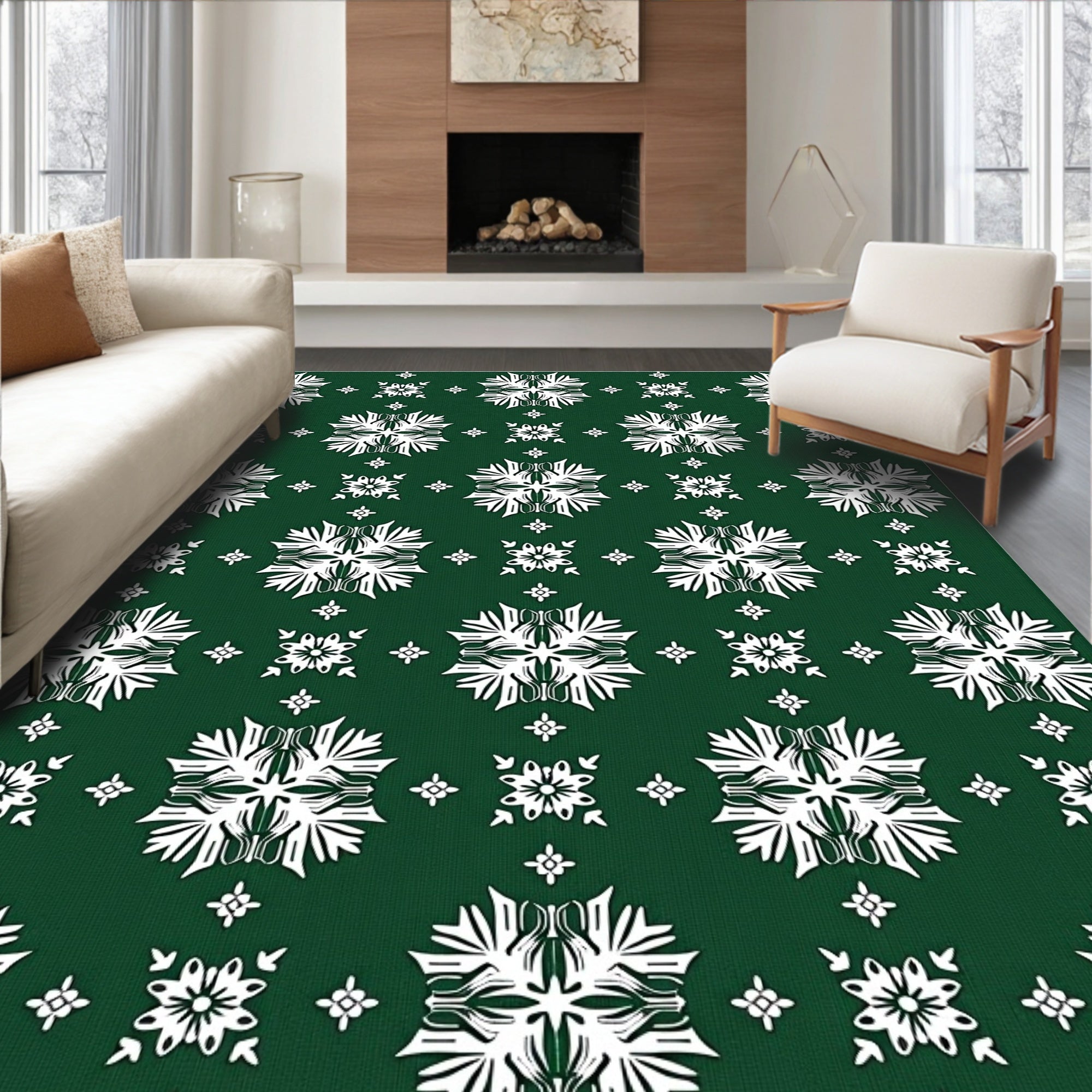 Evergreen White Starburst Medallion Rug