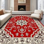 Crimson Cream Floral Central Medallion Rug