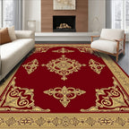 Regal Red Gold Filigree Centerpiece Rug