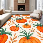 Orange Pumpkin Autumn Leaf Scatter Rug