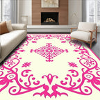 Vibrant Pink Floral Lattice Frame Rug