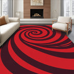 Crimson Red Swirl Graphic Rug