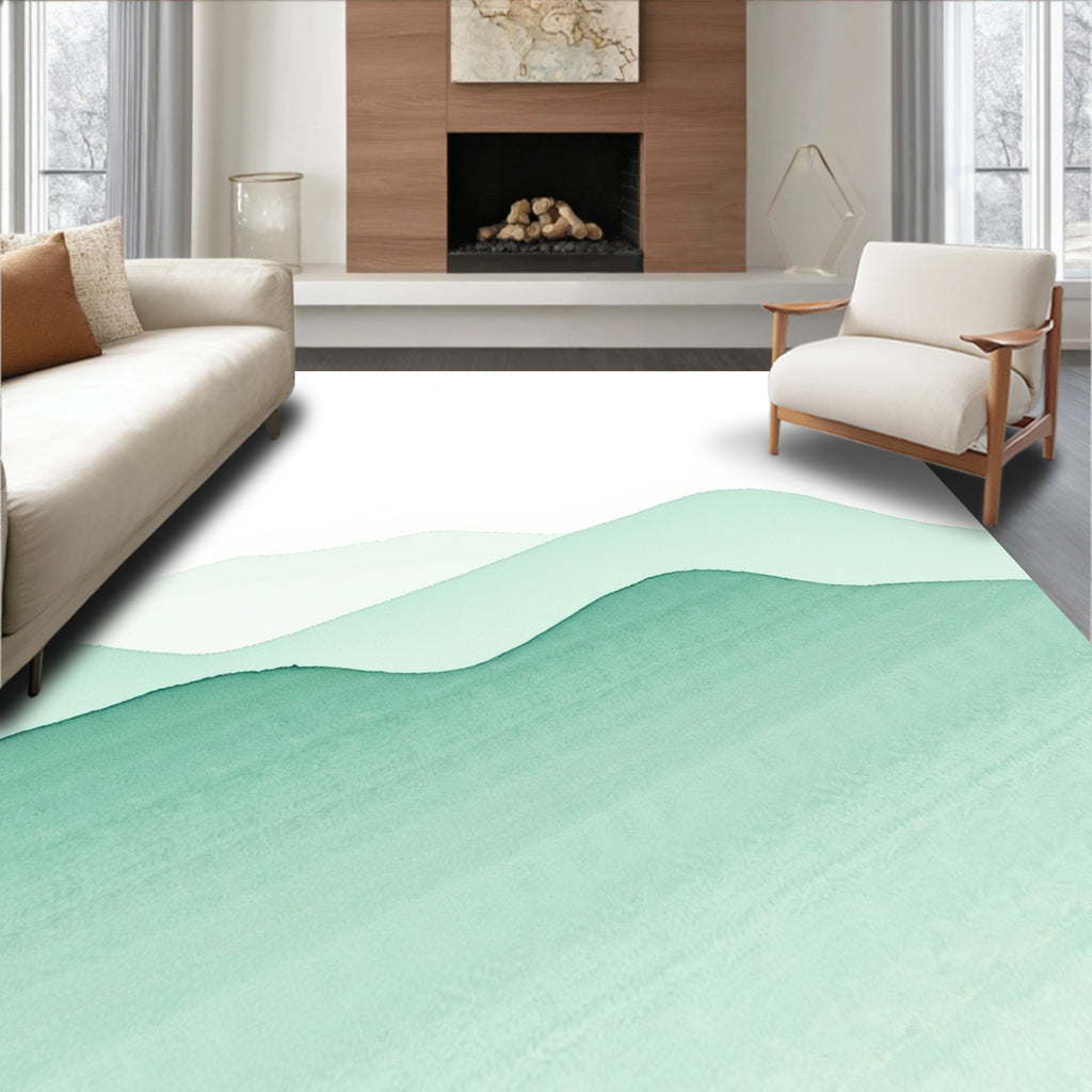 Serene Green Layered Landscape Rug