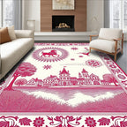 Crimson Horse Castle Lakeside Scenery Rug