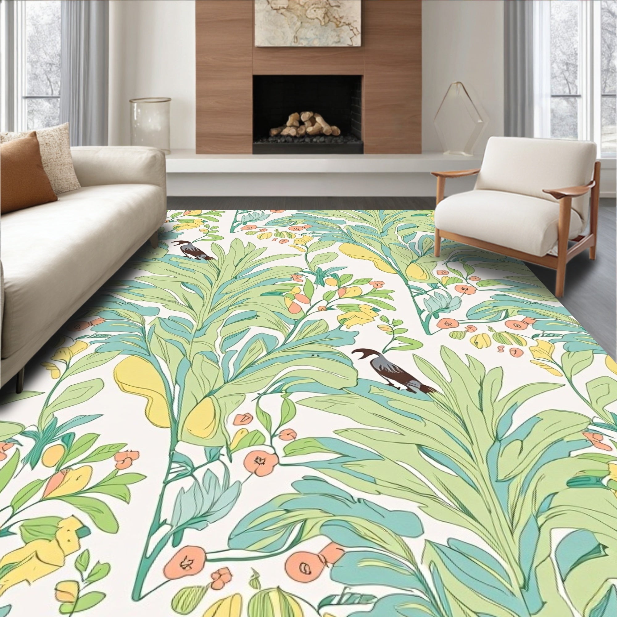 Tropical Bird and Foliage Garden Rug