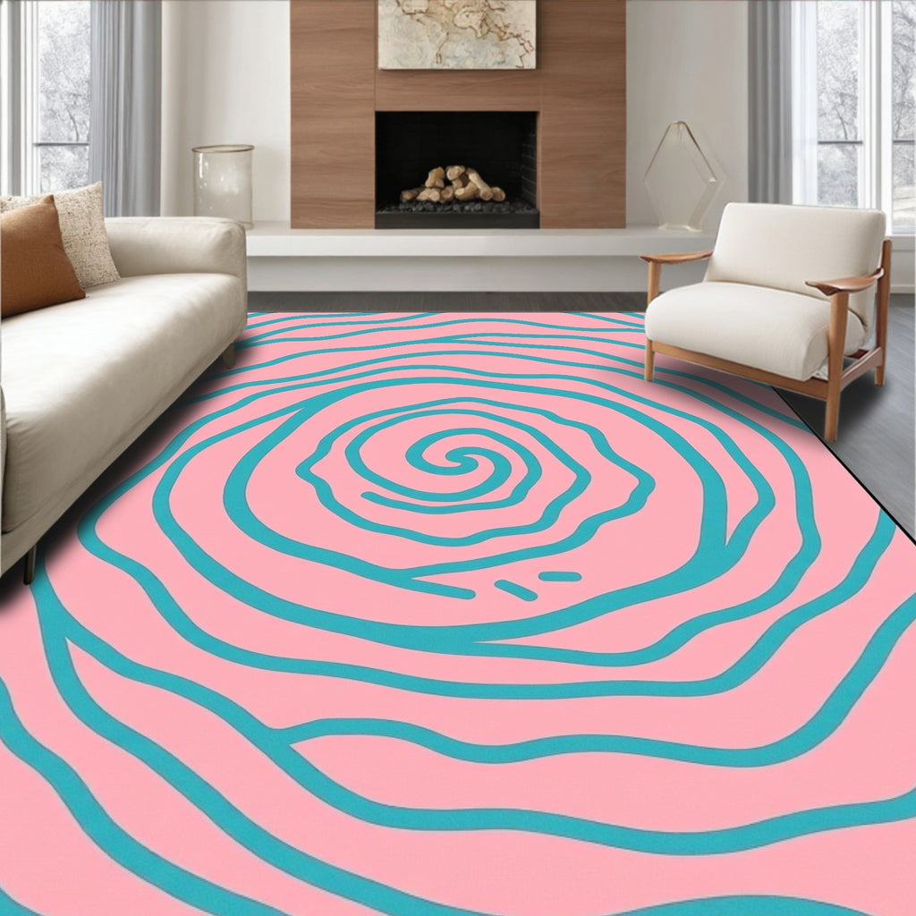 Pink Teal Swirl Organic Waves Rug