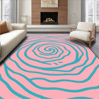 Pink Teal Swirl Organic Waves Rug