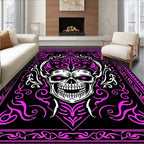 Gothic Pink Skull Tribal Swirl Rug