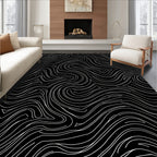 Black White Wavy Line Flow Rug