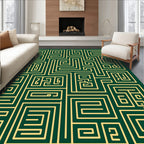 Emerald Green Golden Maze Labyrinth Rug