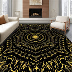 Golden Black Mandala Floral Harmony Rug