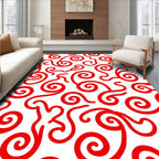 Bold Red Swirls Serpentine Flow Rug