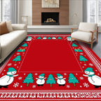 Festive Snowmen Christmas Tree Border Rug