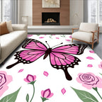 Pink Butterfly Rose Garden Rug
