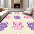 Playful Purple Pink Cat Faces Collage Rug