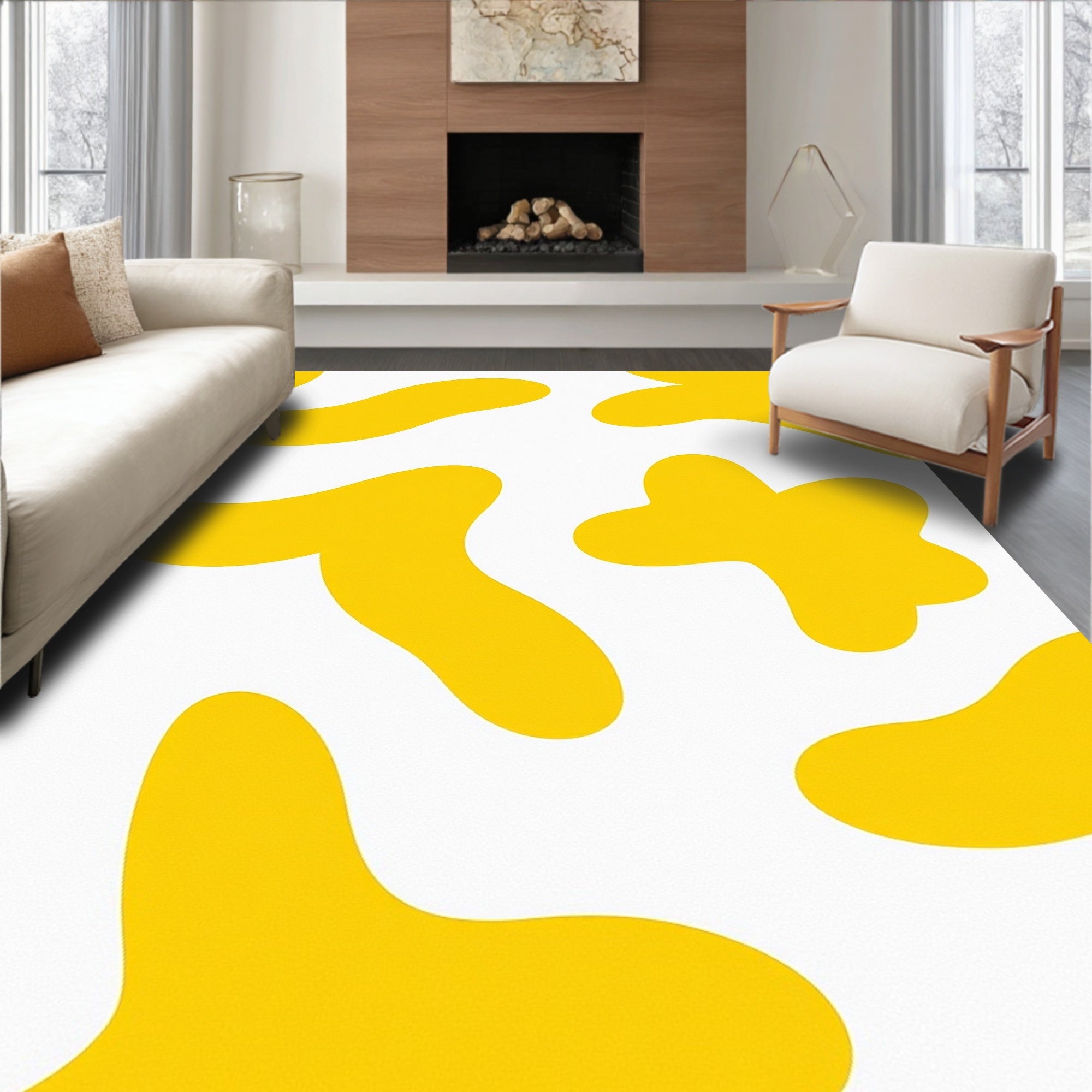 Yellow Abstract Blob Harmony Rug