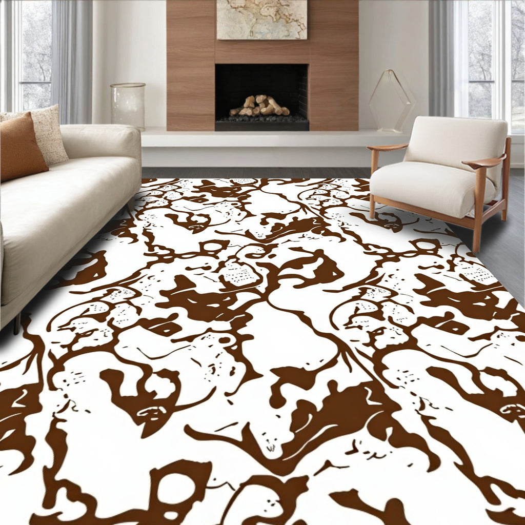 Brown Organic Splash Abstract Rug