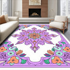 Pastel Lavender Floral Mandala Rug
