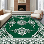 Deep Forest Green Ornate Medallion Rug