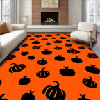 Black Pumpkin Pumpkin Patch Pattern Rug