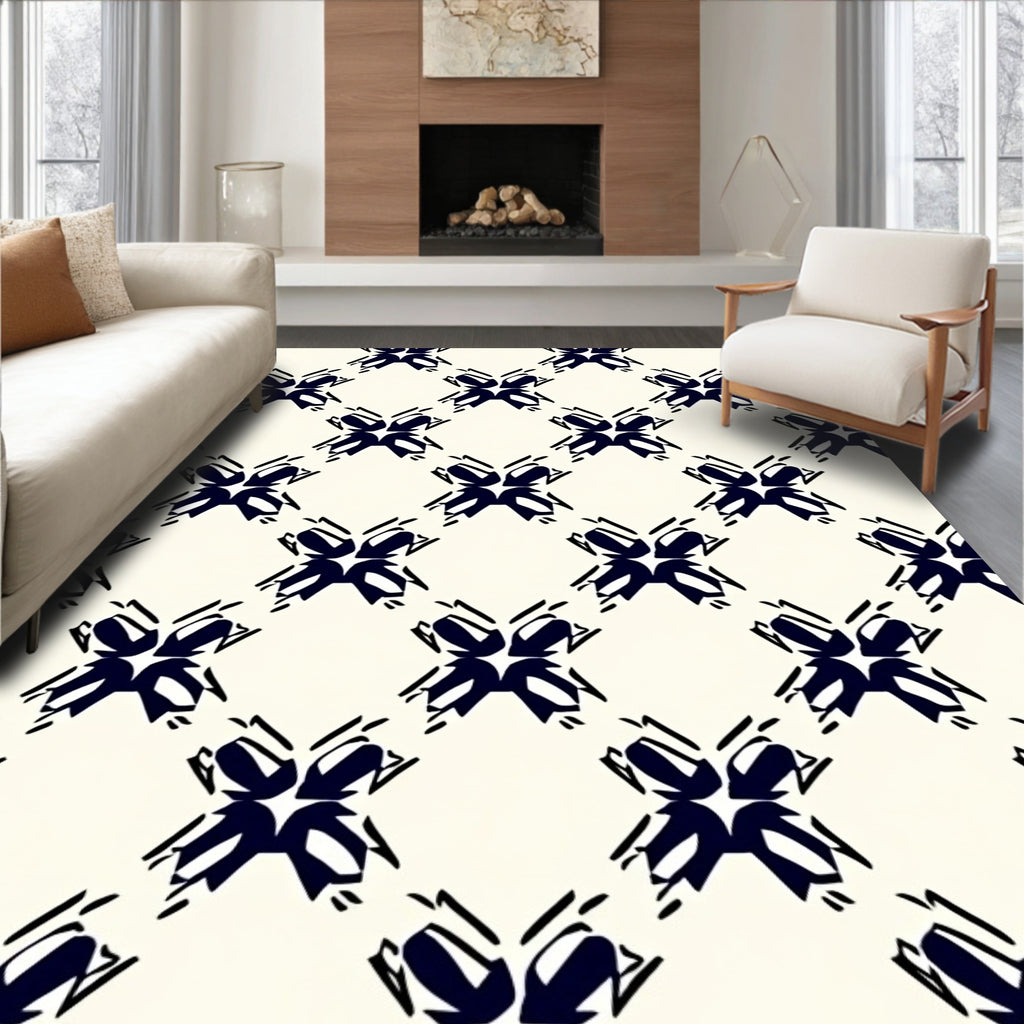 Navy Geometric Lattice Artwork Rug