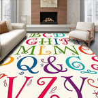 Colorful Alphabet Typography Area Rug
