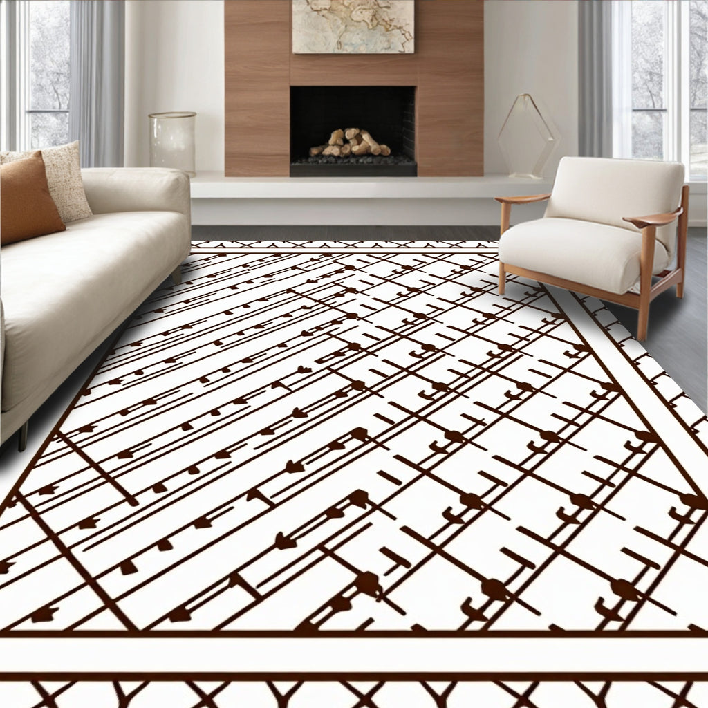 Dark Brown Diagonal Lattice Rug