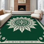 Emerald Green Floral Mandala Frame Rug