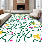 Whimsical Yellow Bird Green Swirl Rug