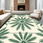 Green Palm Frond Repeating Pattern Rug