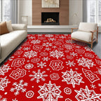 Red White Snowflake Scatter Rug