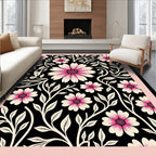 Delicate Pink Floral Vines Rug