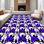 Bold Cobalt Abstract Geometric Stitch Rug