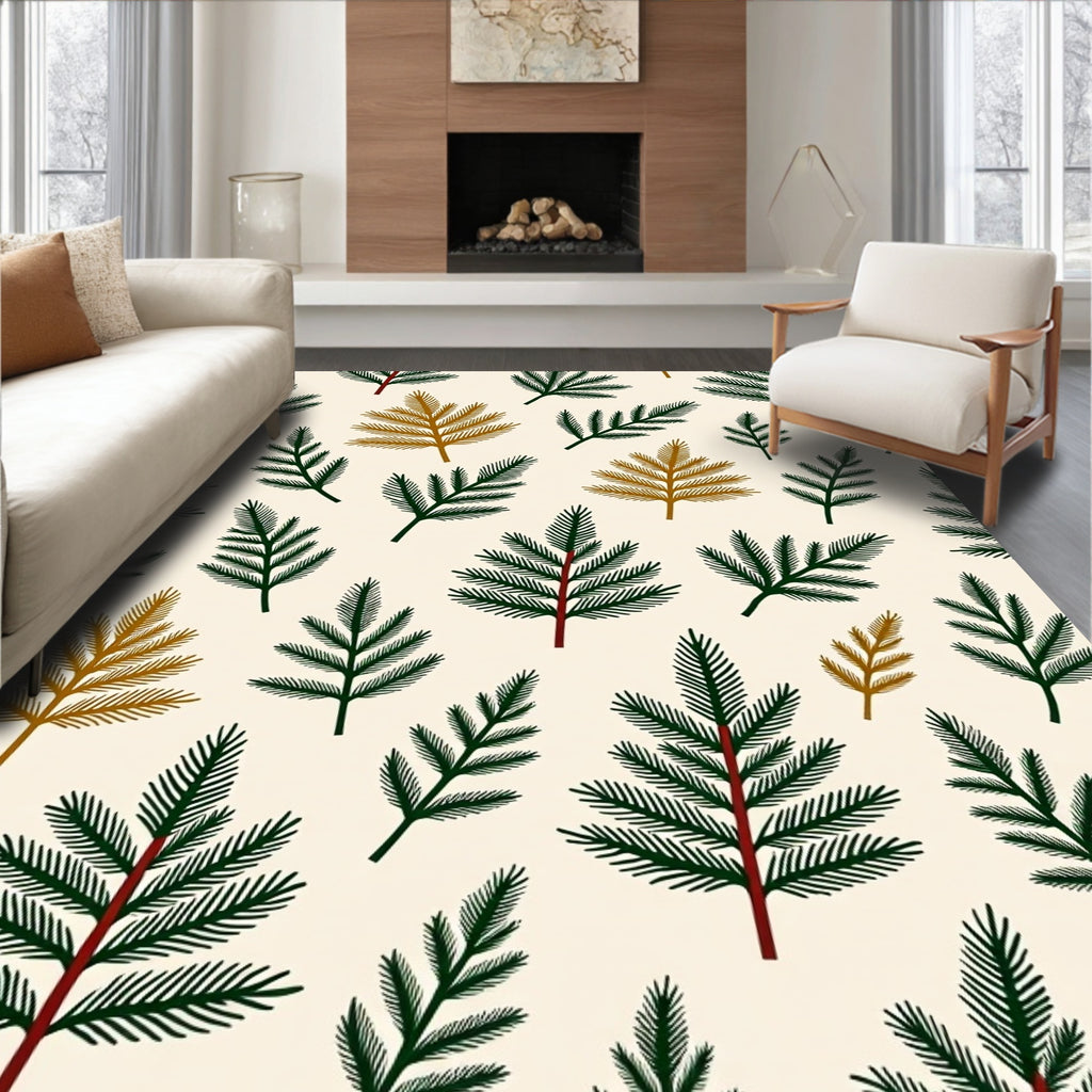 Forest Green Gold Pine Sprigs Rug