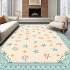Light Beige Starburst Bordered Rug