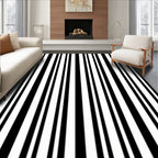 Classic Black White Vertical Stripe Rug
