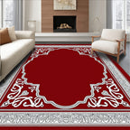 Crimson White Floral Arch Frame Rug