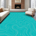 Turquoise and White Swirling Tides Rug