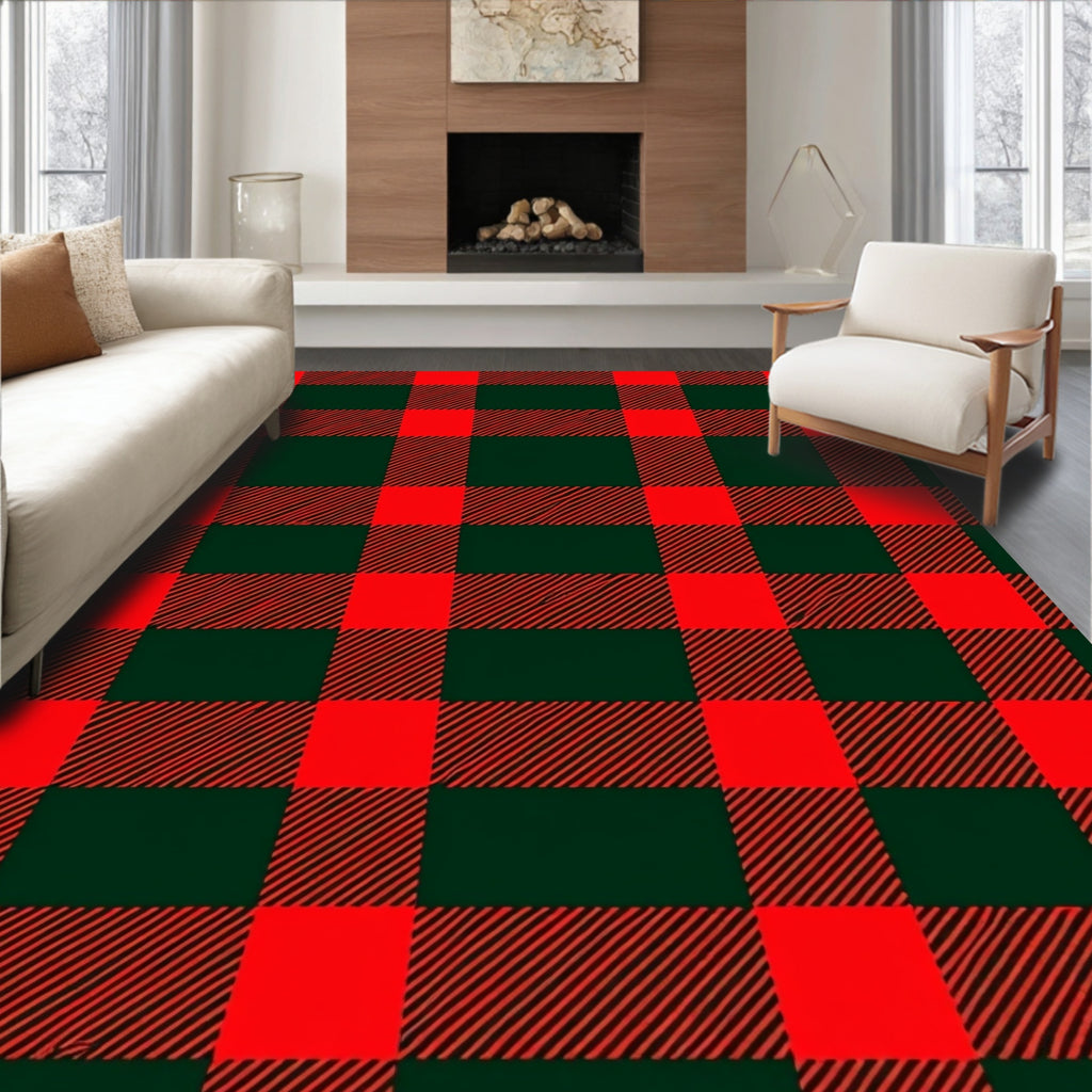 Classic Red Buffalo Check Plaid Rug