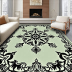 Pale Green Medallion Floral Border Rug