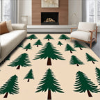 Dark Green Evergreen Forest Repeating Pattern Rug