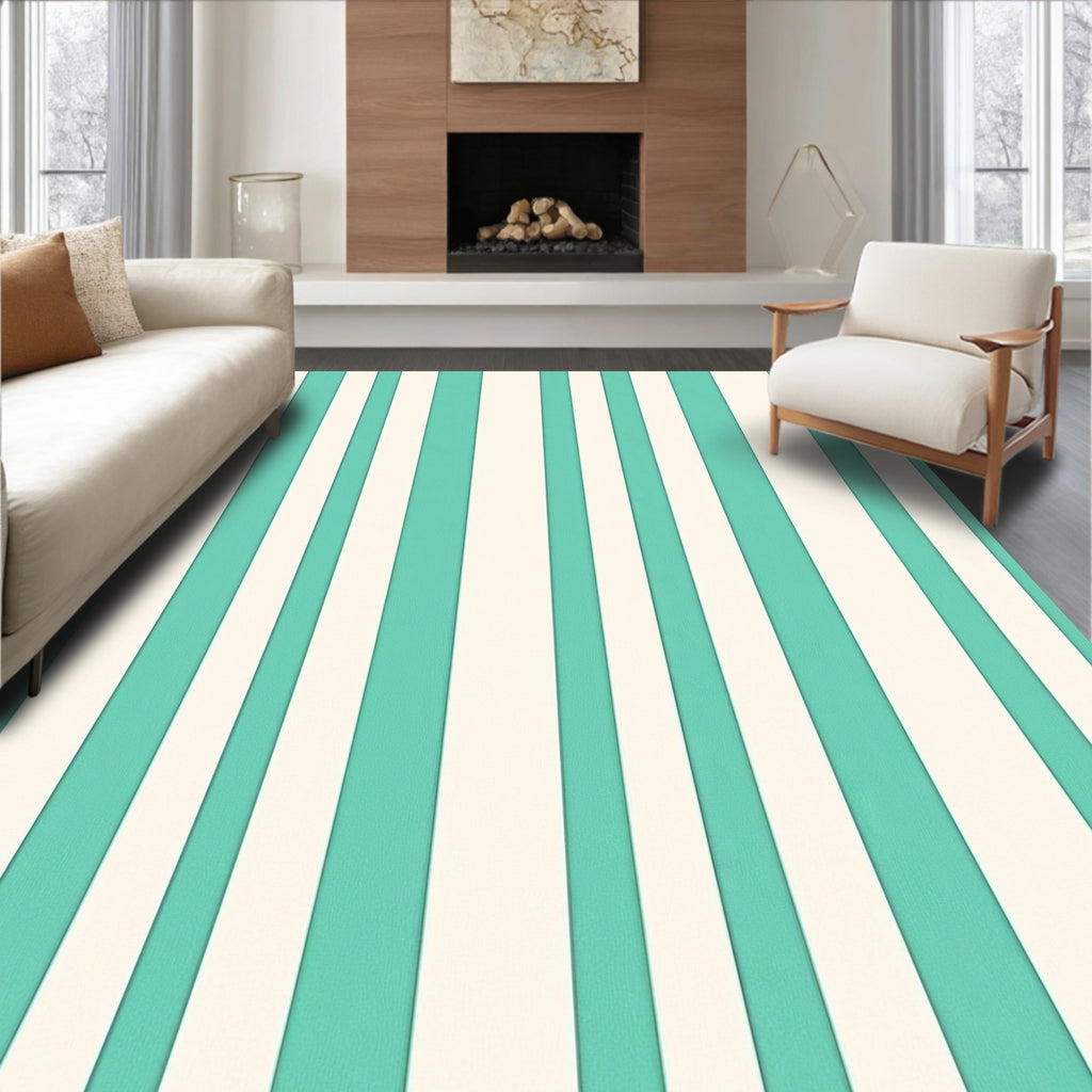 Coastal Mint and Cream Stripe Rug