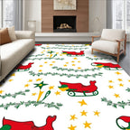Red Sleighs Yellow Stars Garland Rug