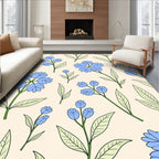 Light Blue Floral Nature Branches Rug