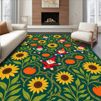 Whimsical Gnomes Sunflowers Pumpkin Garden Rug