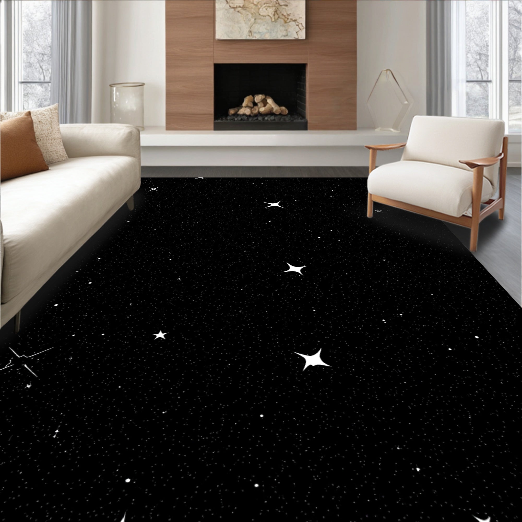 Cosmic Starry Night Black Rug