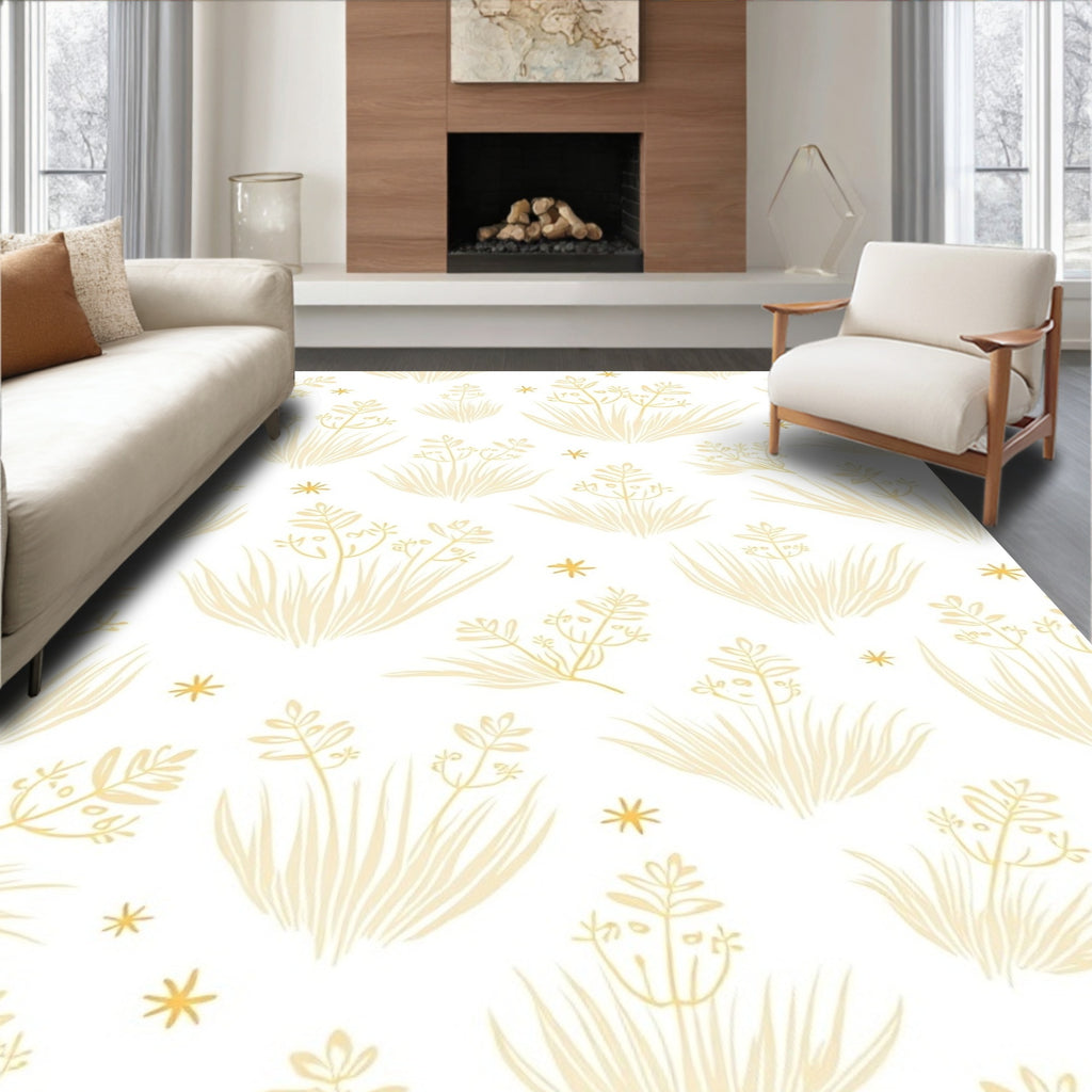 Golden Grassland Floral Starburst Arrangement Rug