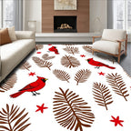 Red Cardinal Botanical Winter Faux Fur Rug